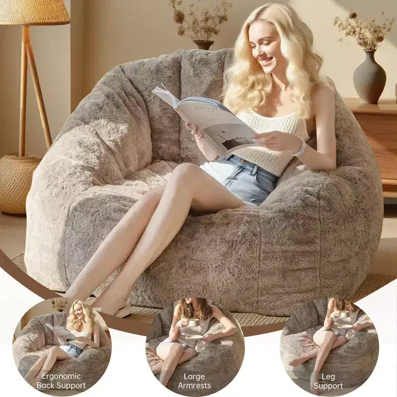 Bean Bag Chair with Arms, Floor Chair with Memory Foam, Gaming Bean Bag Sofa for Adults for Bedroom, Living Room