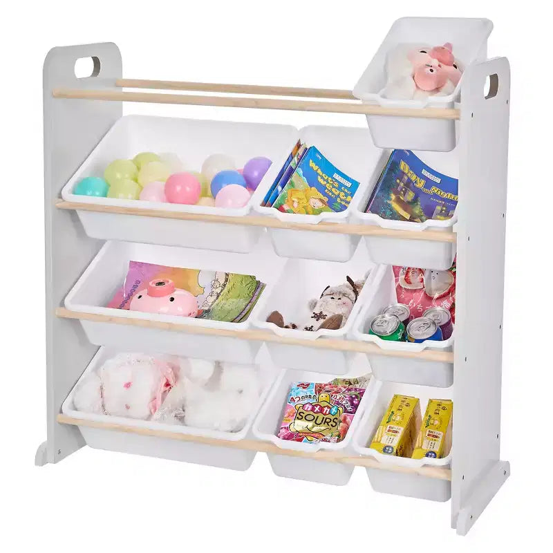 Kids Toy 12 , Wooden Toy Rack for Toddlers, Large-Capacity Playroom for Books or Toys