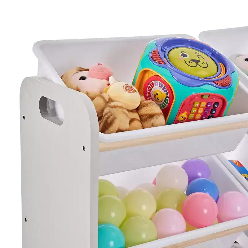 Kids Toy 12 , Wooden Toy Rack for Toddlers, Large-Capacity Playroom for Books or Toys