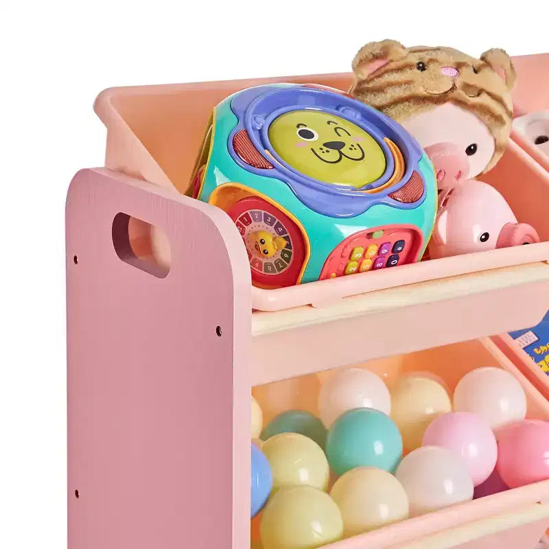 Kids Toy 12 , Wooden Toy Rack for Toddlers, Large-Capacity Playroom for Books or Toys