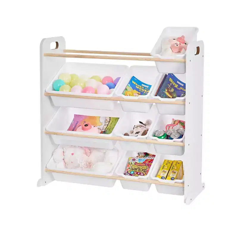 Kids Toy 12 , Wooden Toy Rack for Toddlers, Large-Capacity Playroom for Books or Toys