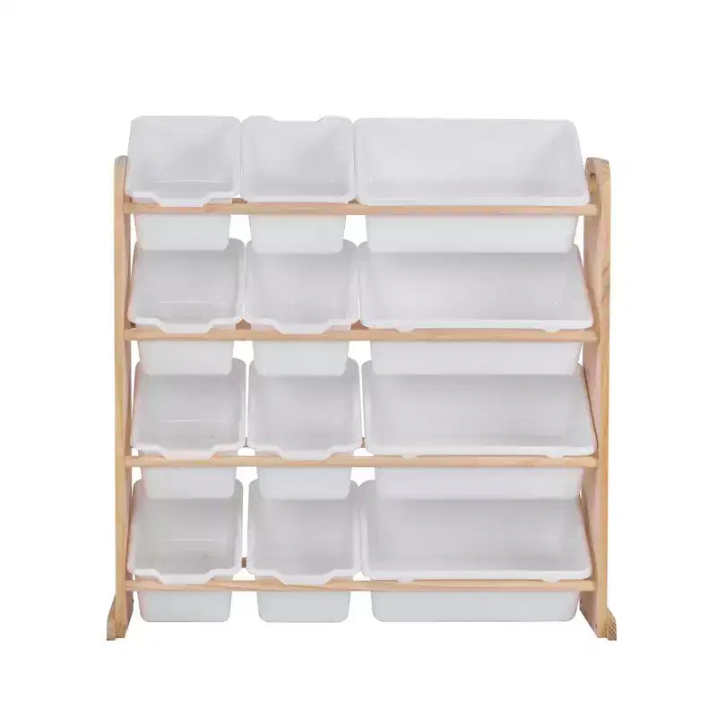 Kids Toy 12 , Wooden Toy Rack for Toddlers, Large-Capacity Playroom for Books or Toys