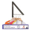 Wall-Mounted Retractable Foldable Clothing Rack, Gray
