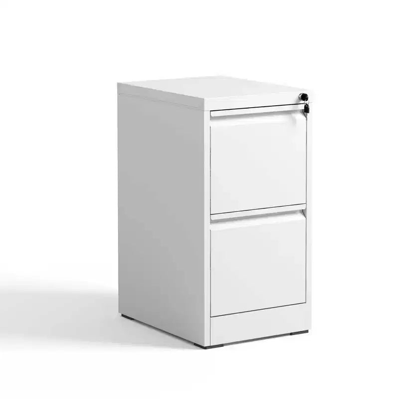 28H 2-Drawer White Metal Vertical File Cabinet with Lock, Steel Filing Cabinet for Home Office, Fits A4/Legal/Letter Size