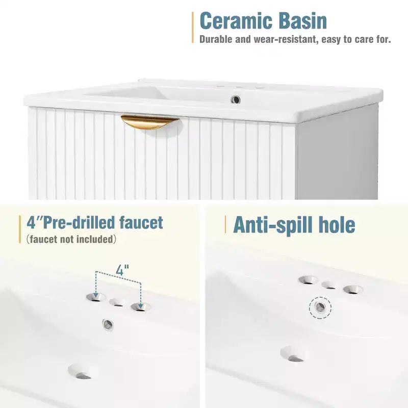 48 Wall Bathroom Cabinet with 2 Vanities and Drawers, Bathroom Vanity Sink Combo with Storage , White