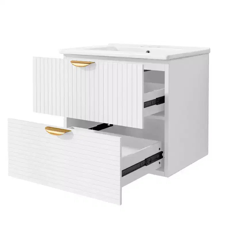 48 Wall Bathroom Cabinet with 2 Vanities and Drawers, Bathroom Vanity Sink Combo with Storage , White