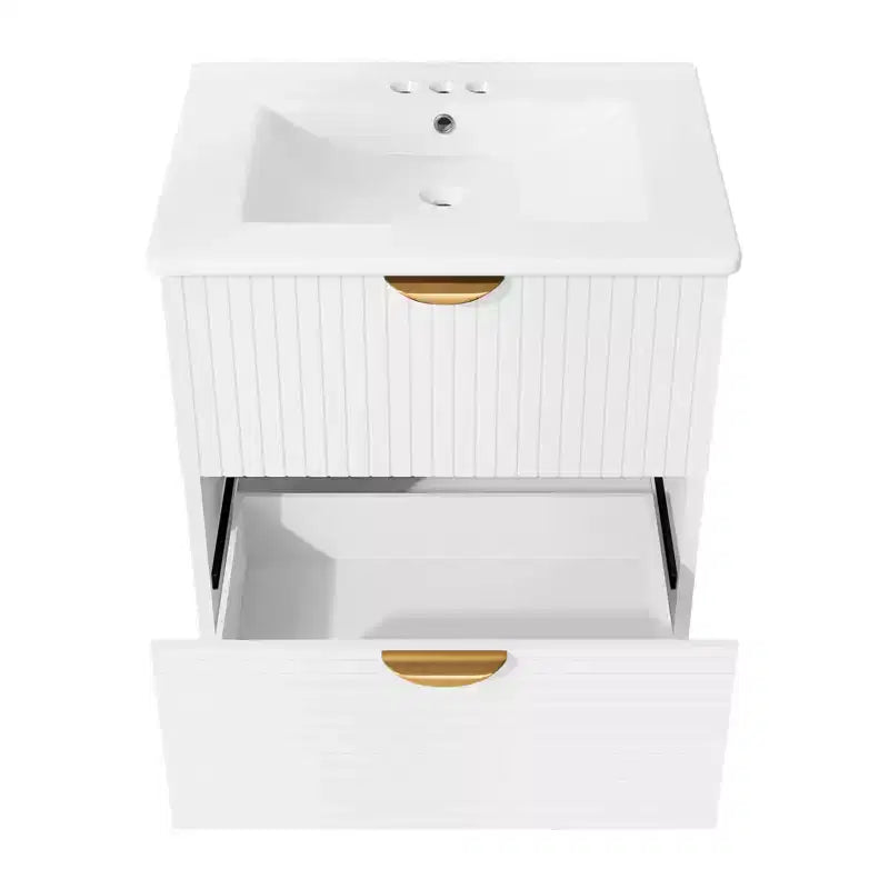 48 Wall Bathroom Cabinet with 2 Vanities and Drawers, Bathroom Vanity Sink Combo with Storage , White