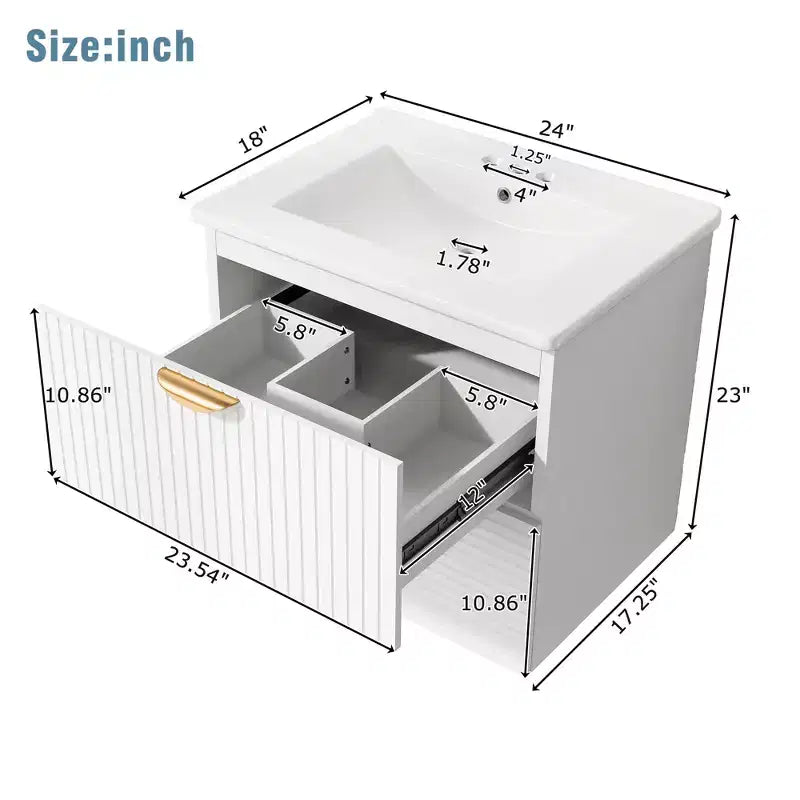 48 Wall Bathroom Cabinet with 2 Vanities and Drawers, Bathroom Vanity Sink Combo with Storage , White