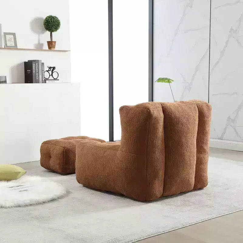 Bean Bag Chair and Ottoman Set, Memory Foam Floor Chair for Ultimate Comfort, Lazy Sofa Chair for Reading Room, Living Room