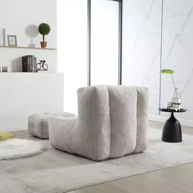 Bean Bag Chair and Ottoman Set, Memory Foam Floor Chair for Ultimate Comfort, Lazy Sofa Chair for Reading Room, Living Room