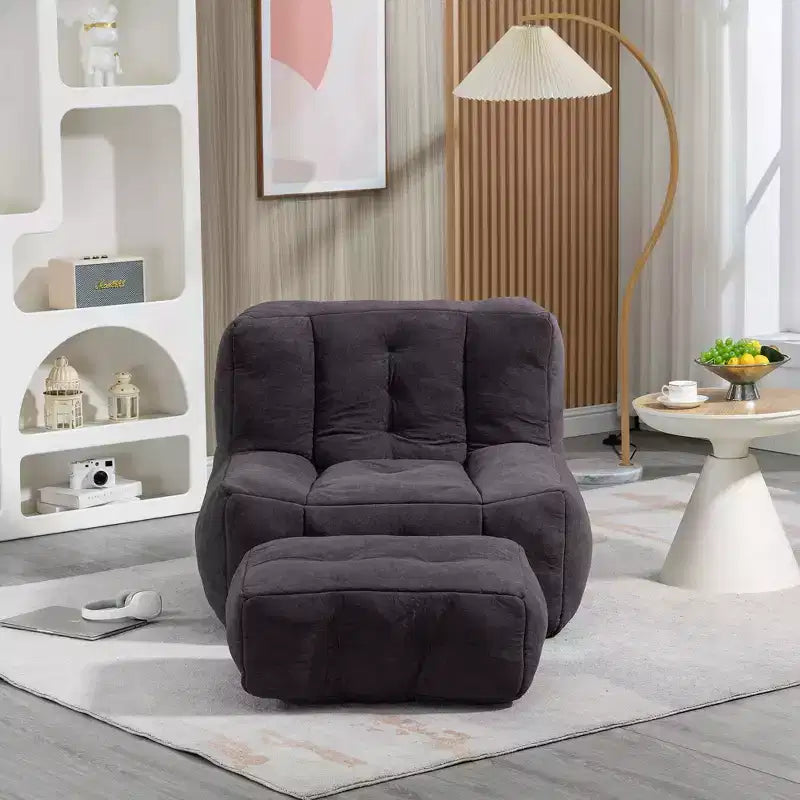 Bean Bag Chair and Ottoman Set, Memory Foam Floor Chair for Ultimate Comfort, Lazy Sofa Chair for Reading Room, Living Room