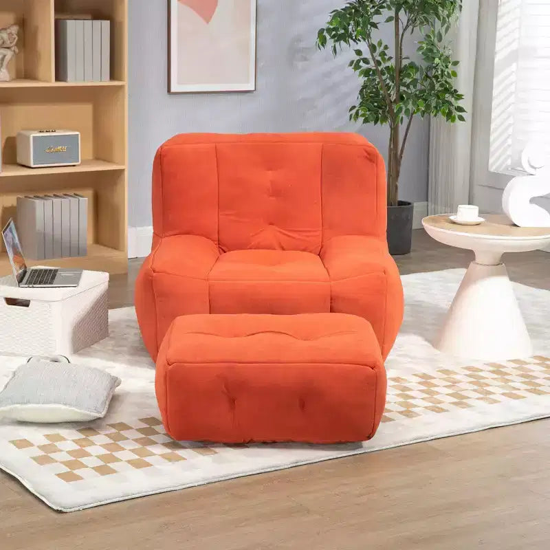 Bean Bag Chair and Ottoman Set, Memory Foam Floor Chair for Ultimate Comfort, Lazy Sofa Chair for Reading Room, Living Room