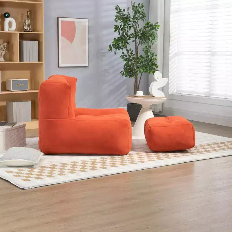 Bean Bag Chair and Ottoman Set, Memory Foam Floor Chair for Ultimate Comfort, Lazy Sofa Chair for Reading Room, Living Room