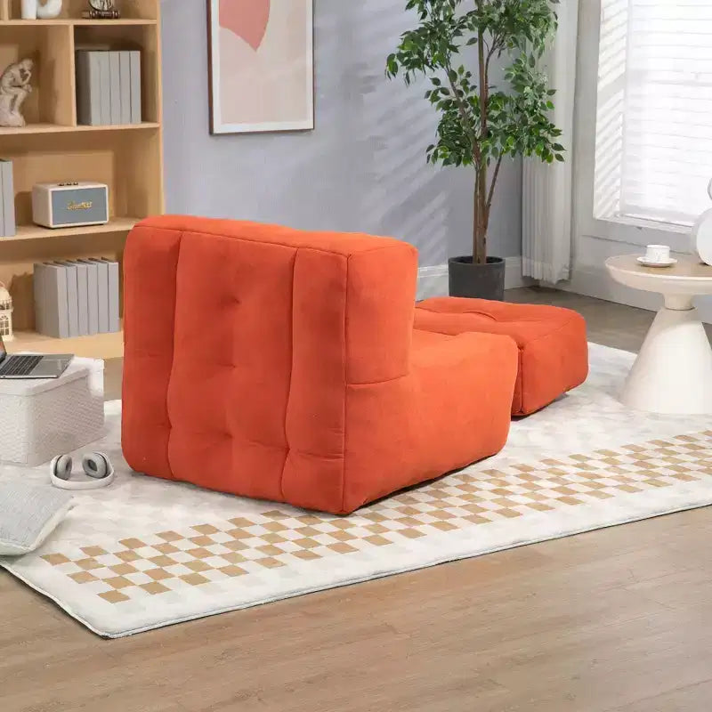Bean Bag Chair and Ottoman Set, Memory Foam Floor Chair for Ultimate Comfort, Lazy Sofa Chair for Reading Room, Living Room