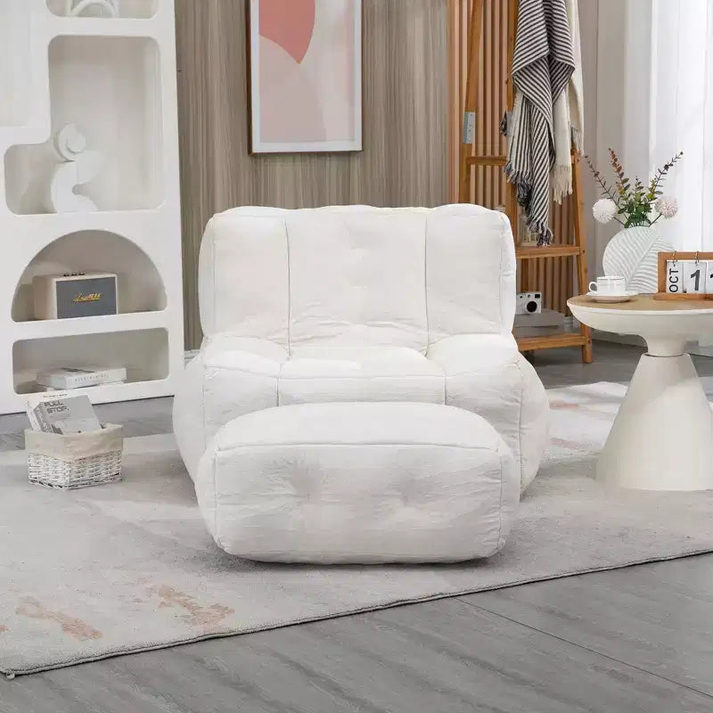 Bean Bag Chair and Ottoman Set, Memory Foam Floor Chair for Ultimate Comfort, Lazy Sofa Chair for Reading Room, Living Room