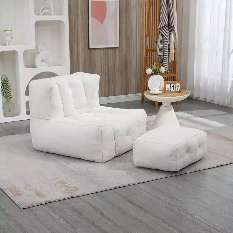 Bean Bag Chair and Ottoman Set, Memory Foam Floor Chair for Ultimate Comfort, Lazy Sofa Chair for Reading Room, Living Room
