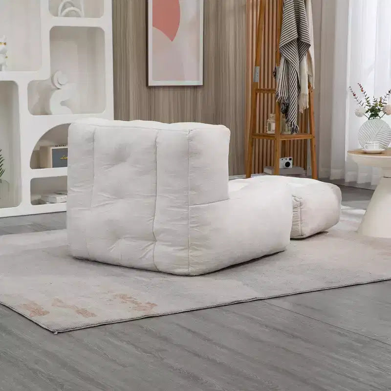 Bean Bag Chair and Ottoman Set, Memory Foam Floor Chair for Ultimate Comfort, Lazy Sofa Chair for Reading Room, Living Room