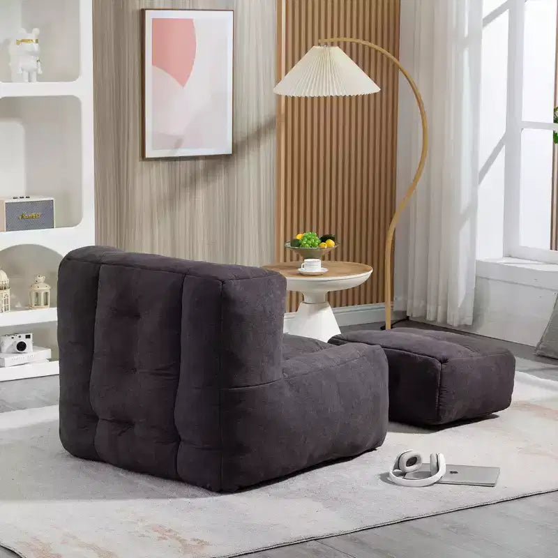 Bean Bag Chair and Ottoman Set, Memory Foam Floor Chair for Ultimate Comfort, Lazy Sofa Chair for Reading Room, Living Room