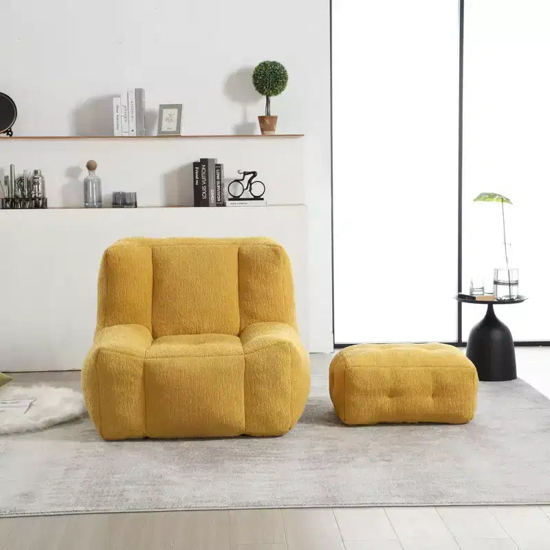 Bean Bag Chair and Ottoman Set, Memory Foam Floor Chair for Ultimate Comfort, Lazy Sofa Chair for Reading Room, Living Room