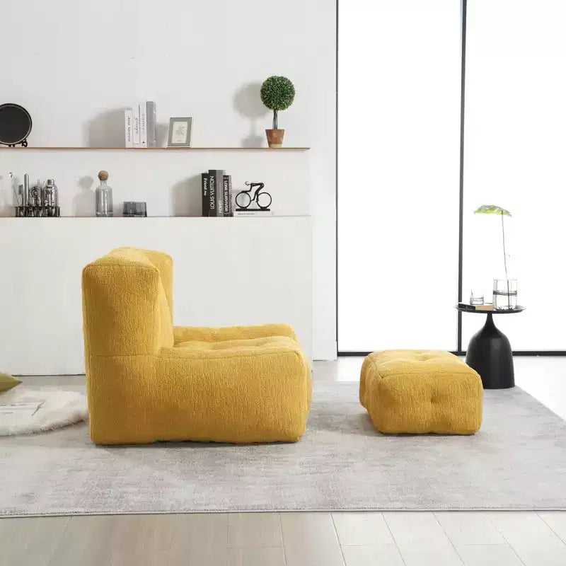 Bean Bag Chair and Ottoman Set, Memory Foam Floor Chair for Ultimate Comfort, Lazy Sofa Chair for Reading Room, Living Room