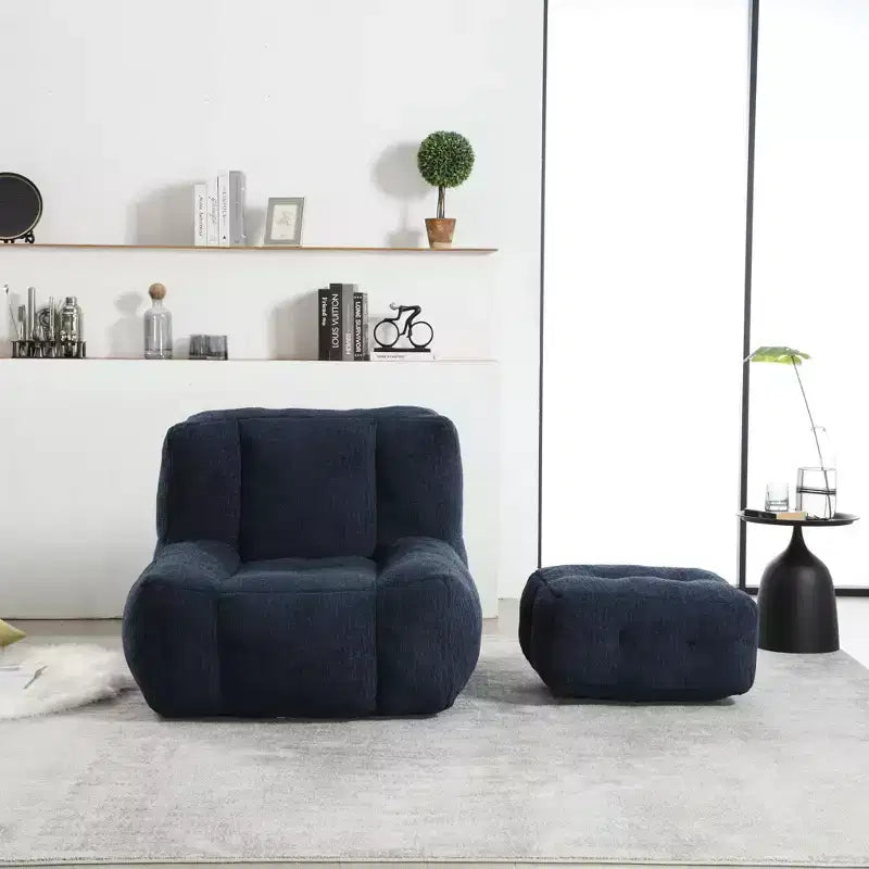 Bean Bag Chair and Ottoman Set, Memory Foam Floor Chair for Ultimate Comfort, Lazy Sofa Chair for Reading Room, Living Room