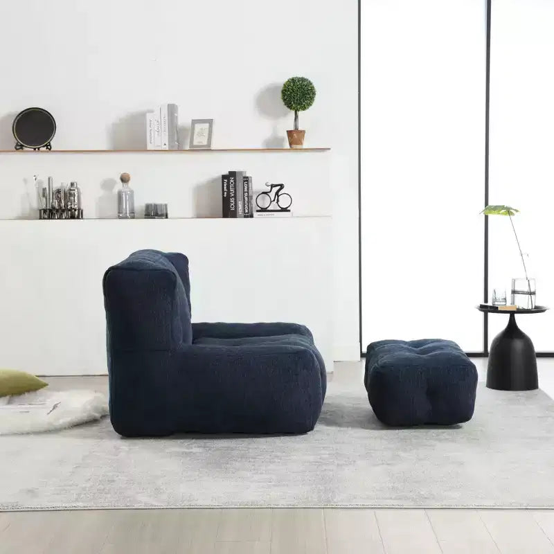 Bean Bag Chair and Ottoman Set, Memory Foam Floor Chair for Ultimate Comfort, Lazy Sofa Chair for Reading Room, Living Room