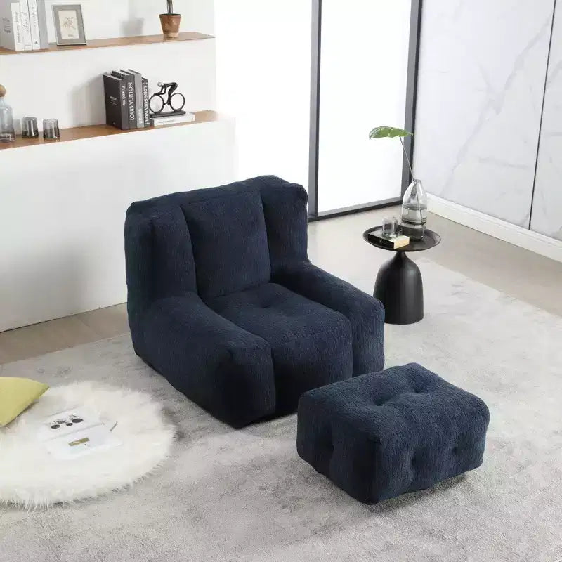 Bean Bag Chair and Ottoman Set, Memory Foam Floor Chair for Ultimate Comfort, Lazy Sofa Chair for Reading Room, Living Room