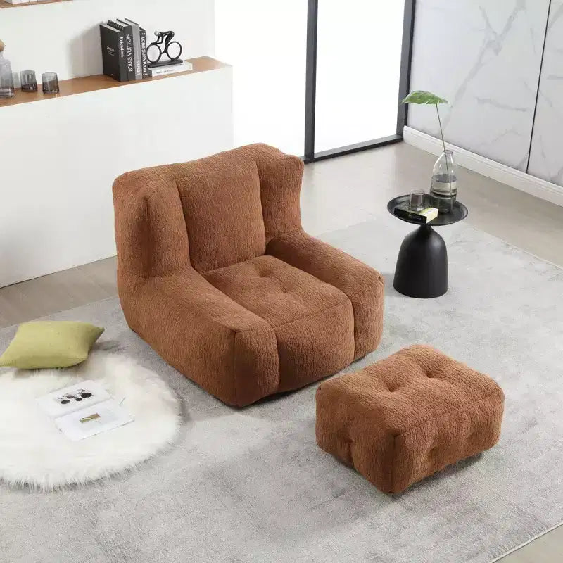Bean Bag Chair and Ottoman Set, Memory Foam Floor Chair for Ultimate Comfort, Lazy Sofa Chair for Reading Room, Living Room