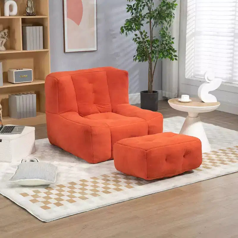 Bean Bag Chair and Ottoman Set, Memory Foam Floor Chair for Ultimate Comfort, Lazy Sofa Chair for Reading Room, Living Room