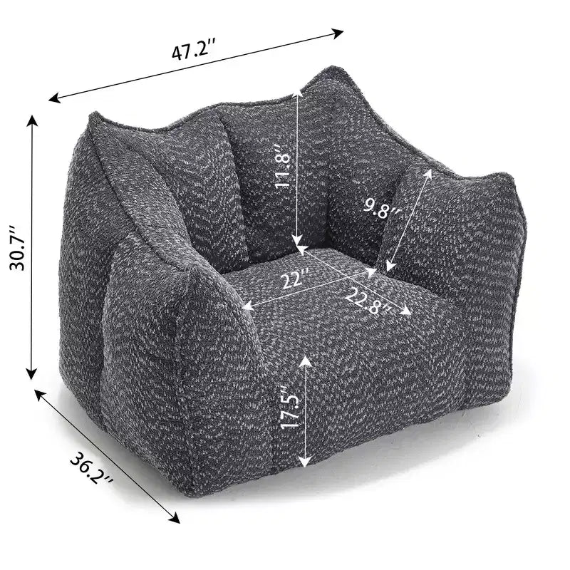 Bean Bag Chair, Soft High-Resilience Foam Floor Chair for Lasting Comfort, Lazy Sofa Chair for Living Room and Bedroom Lounging