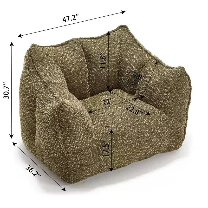 Bean Bag Chair, Soft High-Resilience Foam Floor Chair for Lasting Comfort, Lazy Sofa Chair for Living Room and Bedroom Lounging
