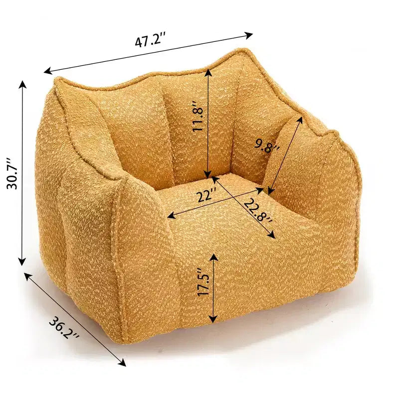Bean Bag Chair, Soft High-Resilience Foam Floor Chair for Lasting Comfort, Lazy Sofa Chair for Living Room and Bedroom Lounging