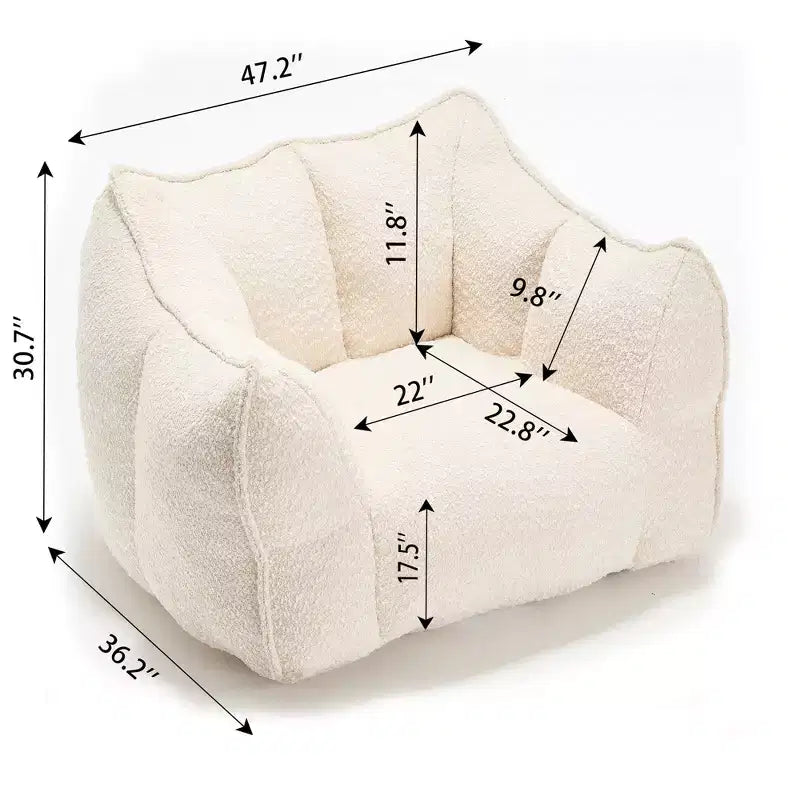 Bean Bag Chair, Soft High-Resilience Foam Floor Chair for Lasting Comfort, Lazy Sofa Chair for Living Room and Bedroom Lounging