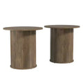 Galano Set of 2 Fluted Pedestal Round End Tables 21.7 W  21.7 D  21.9 H