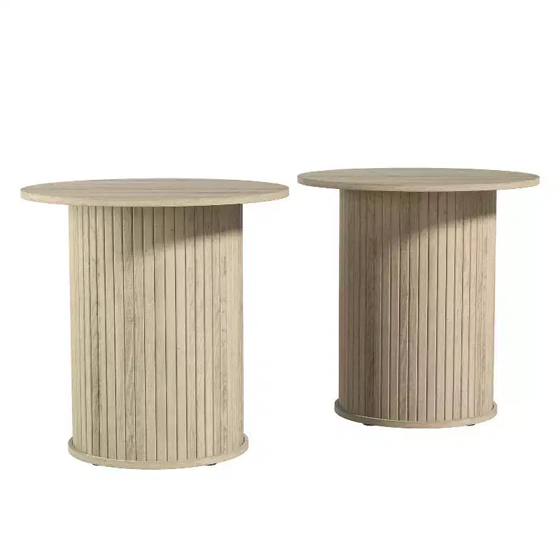 Fluted Pedestal Round End Tables 21.7 W 21.7 D 21.9 H