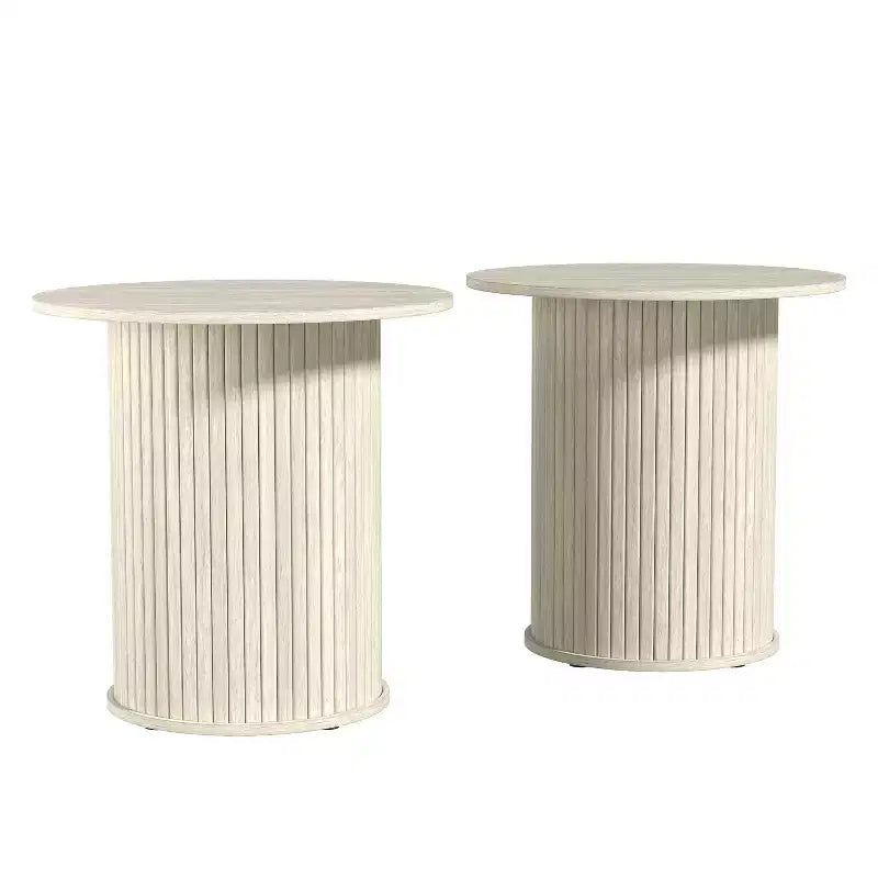 Fluted Pedestal Round End Tables 21.7 W 21.7 D 21.9 H