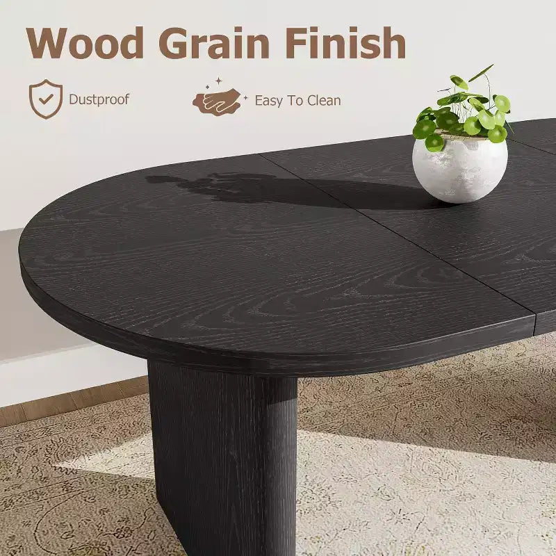 70.8 Oval Dining Table, Farmhouse Style with Solid Wood Base, Seats 6-8 People, for Kitchen and Dining Room