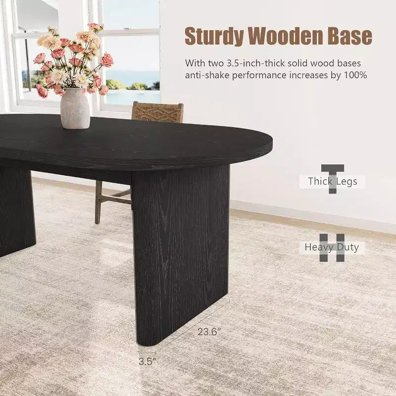 70.8 Oval Dining Table, Farmhouse Style with Solid Wood Base, Seats 6-8 People, for Kitchen and Dining Room