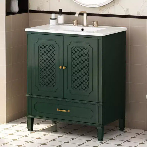 30 Bathroom Vanity Sink Combo, Bathroom storage Cabinet with Drawers and Door Shelf, Single Sink Bathroom Vanity