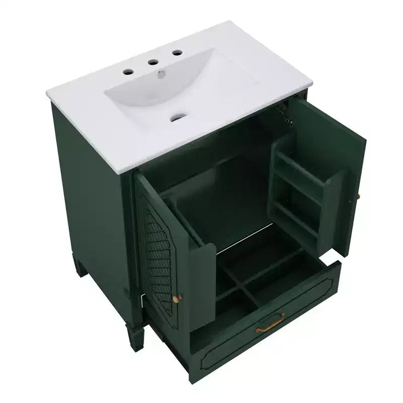 30 Bathroom Vanity Sink Combo, Bathroom storage Cabinet with Drawers and Door Shelf, Single Sink Bathroom Vanity