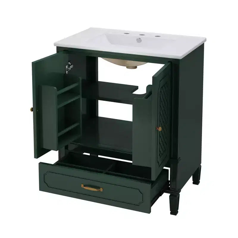 30 Bathroom Vanity Sink Combo, Bathroom storage Cabinet with Drawers and Door Shelf, Single Sink Bathroom Vanity