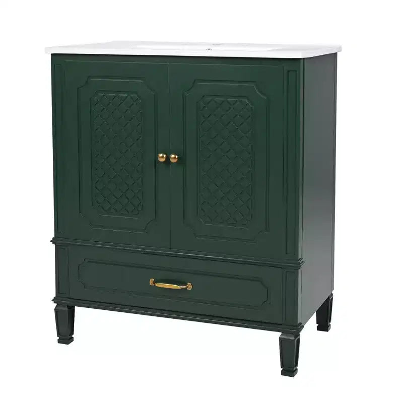 30 Bathroom Vanity Sink Combo, Bathroom storage Cabinet with Drawers and Door Shelf, Single Sink Bathroom Vanity
