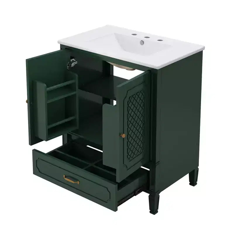 30 Bathroom Vanity Sink Combo, Bathroom storage Cabinet with Drawers and Door Shelf, Single Sink Bathroom Vanity