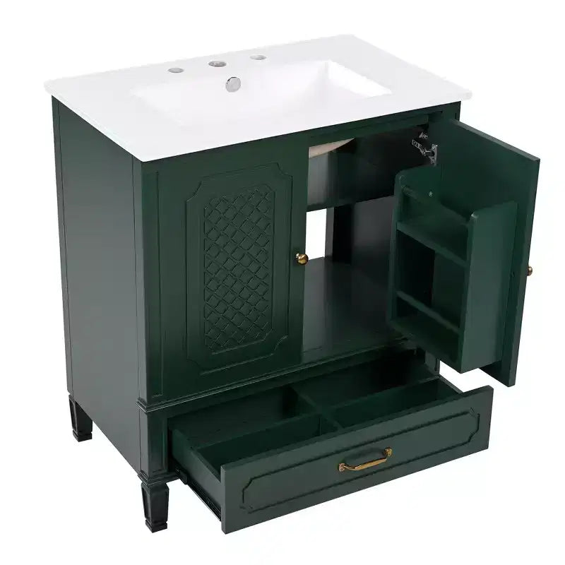 30 Bathroom Vanity Sink Combo, Bathroom storage Cabinet with Drawers and Door Shelf, Single Sink Bathroom Vanity
