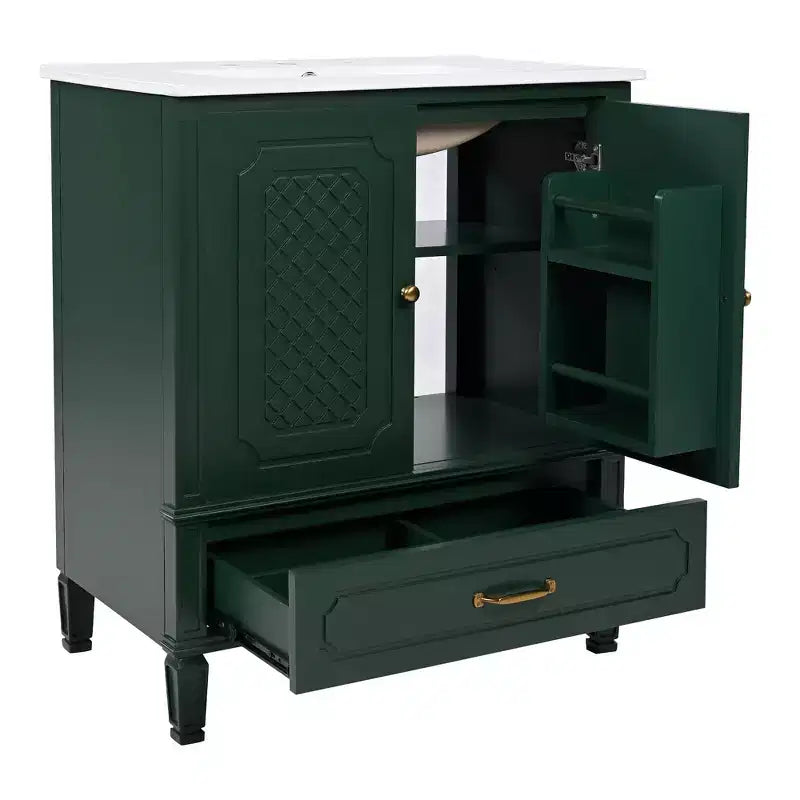 30 Bathroom Vanity Sink Combo, Bathroom storage Cabinet with Drawers and Door Shelf, Single Sink Bathroom Vanity