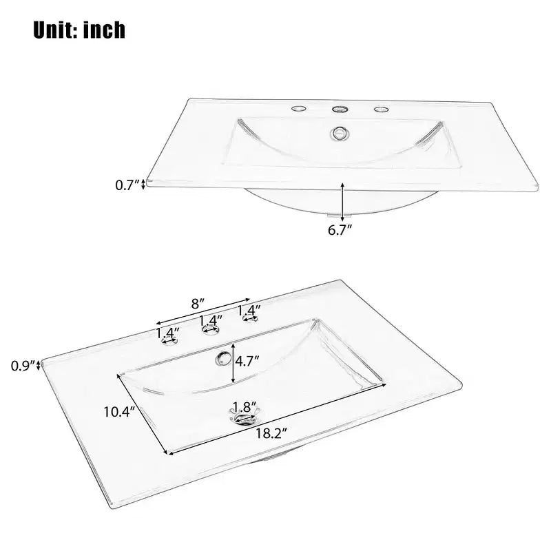 30 Bathroom Vanity Sink Combo, Bathroom storage Cabinet with Drawers and Door Shelf, Single Sink Bathroom Vanity