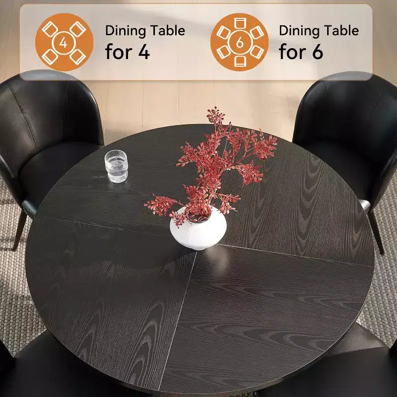 47.2 Round Dining Table, Farmhouse Dining Room Table with Wooden Pedestal Base and Thick Table Top