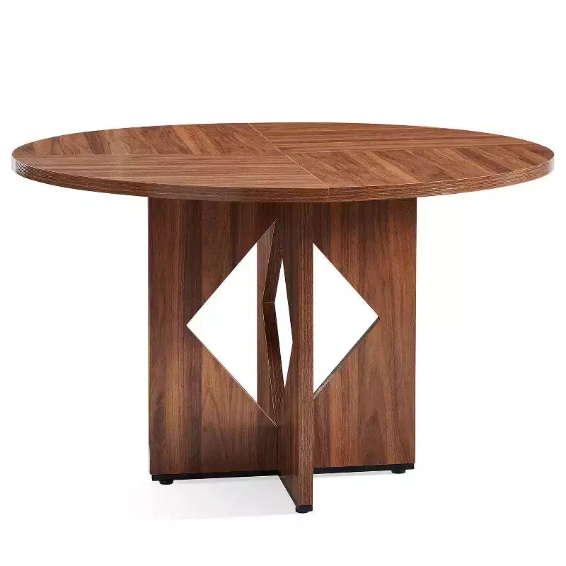 47.2 Round Dining Table, Farmhouse Dining Room Table with Wooden Pedestal Base and Thick Table Top