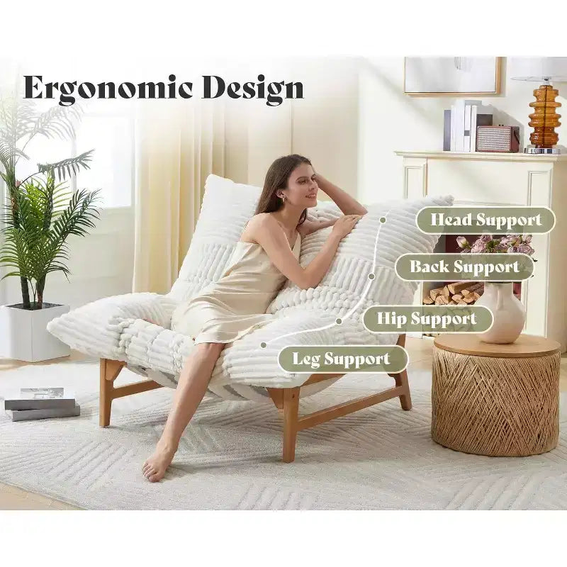 Oversized Sofa Chair, 46 Modern Accent Chair with Plush Cushion, Sofa-Style Bean Bag Lazy Lounge for Living Room
