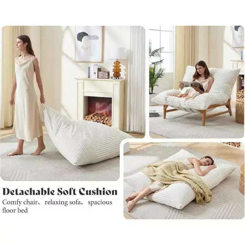 Oversized Sofa Chair, 46 Modern Accent Chair with Plush Cushion, Sofa-Style Bean Bag Lazy Lounge for Living Room